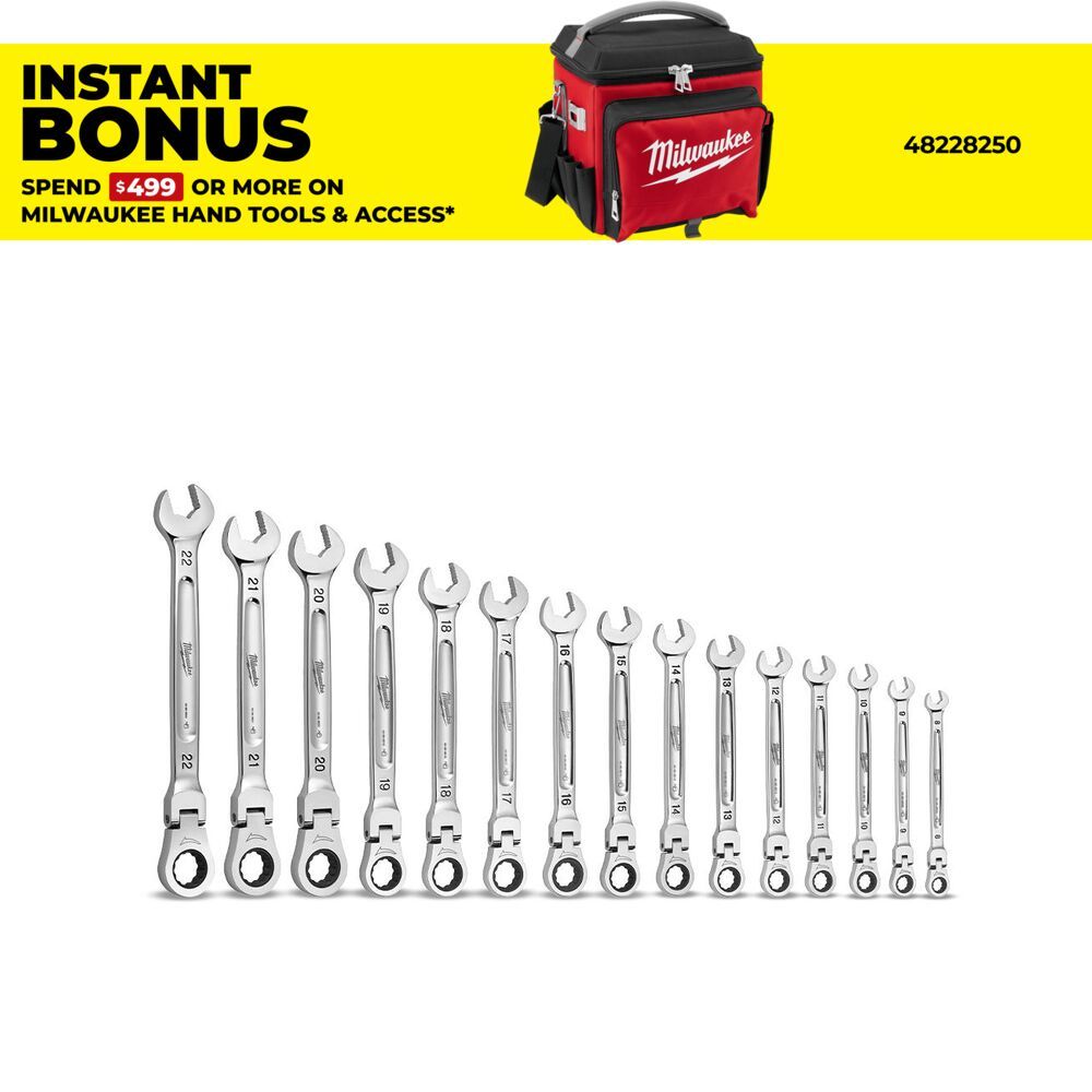 Milwaukee 48229513 15pce Metric Flex Head Ratcheting Wrench Set – image 1