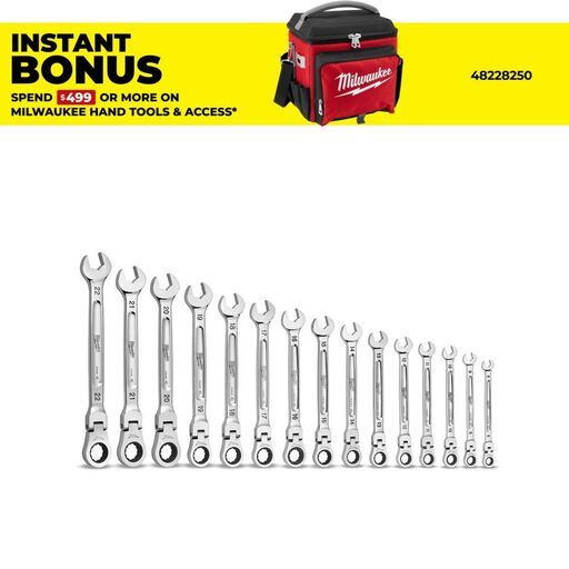 Milwaukee 48229513 15pce Metric Flex Head Ratcheting Wrench Set