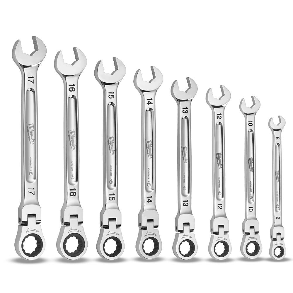 Milwaukee 48229529 7pc Metric Flex Head Ratcheting Combination Wrench Set