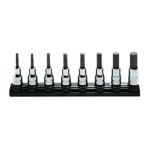 Ko-Ken KORS3010MZ/8-L50 8pce 3mm - 12mm x 50mm 3/8" Drive Inhex Socket Set on Magnetic Rail