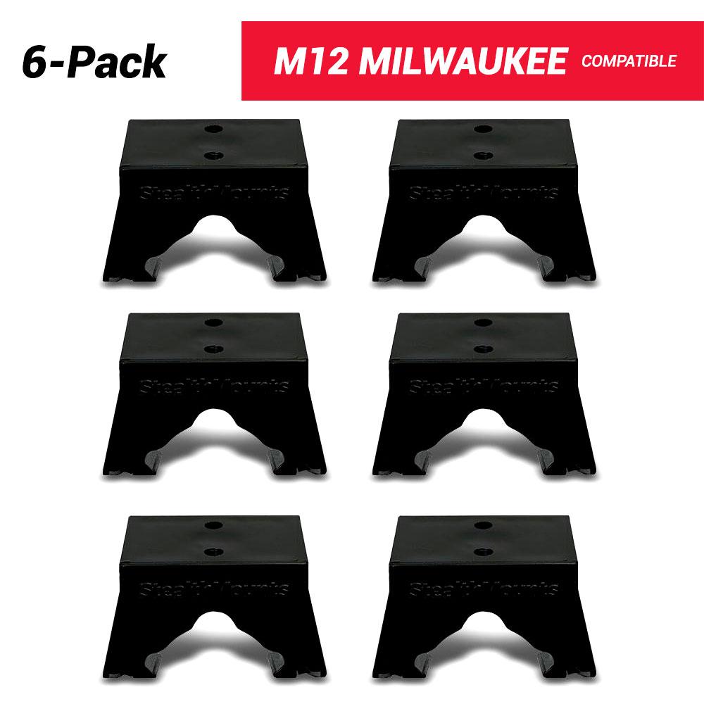 StealthMounts BM-MW12-BLK-6 M12 Milwaukee 6-Pack Black Battery Mounts – image 1