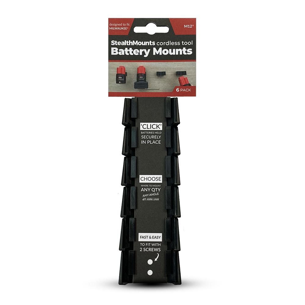 StealthMounts BM-MW12-BLK-6 M12 Milwaukee 6-Pack Black Battery Mounts – image 3