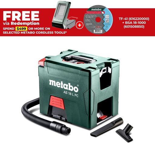 Metabo AS 18 L PC (602021850) 18V Li-ion Cordless L Class 7.5L Dust Extractor Vacuum - Skin Only
