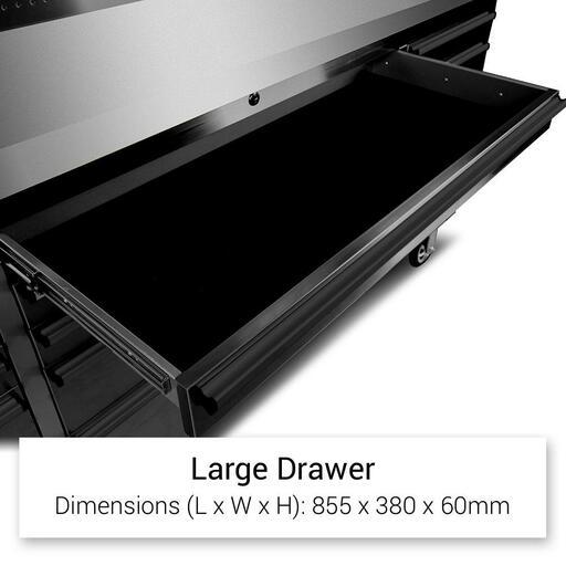 Daytona DBSST72B Black Series 72" Mobile Stainless Steel Work Bench with 15 Drawers Tool Chest & 3 Door Cabinet – image 12