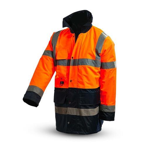 Workit Workwear 3002ON 3/4 Length 2-Tone Orange/Navy Wet Weather Hi-Vis Jacket with Reflective Tape – image 2