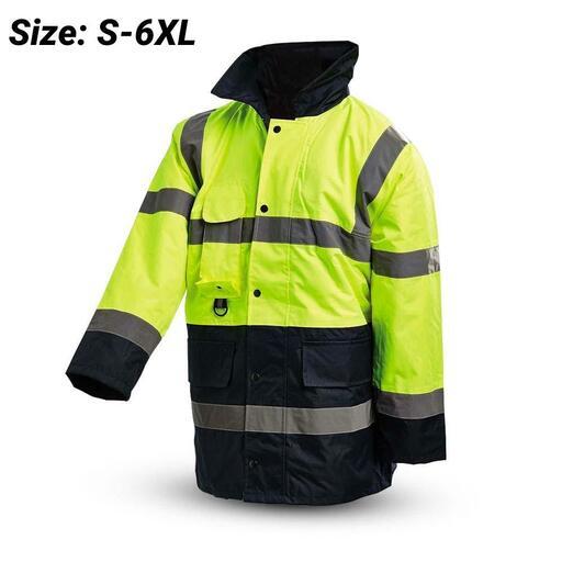 Workit Workwear 3002YN 3/4 Length 2-Tone Yellow/Navy Wet Weather Hi-Vis Jacket with Reflective Tape