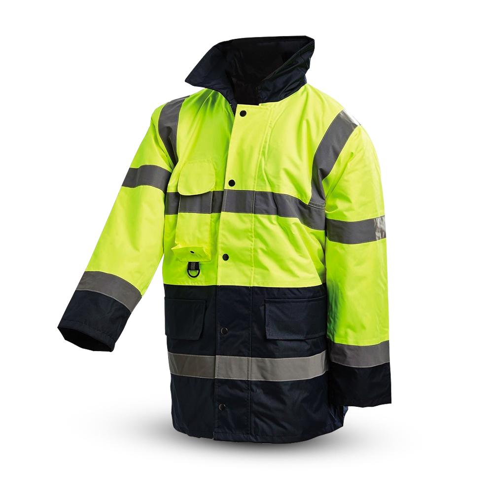 Workit Workwear 3002YN 3/4 Length 2-Tone Yellow/Navy Wet Weather Hi-Vis Jacket with Reflective Tape – image 2