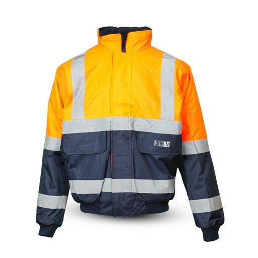 Workit Workwear 3003ON 2-Tone Orange/Navy Hi-Vis Wet Weather Bomber Jacket with Reflective Tape – image 2
