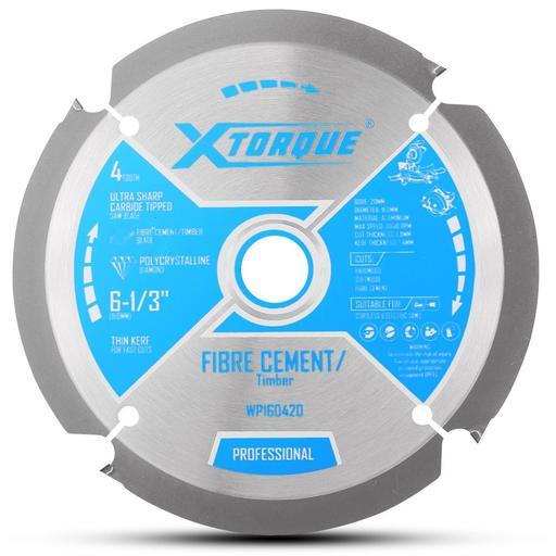 Xtorque WP160420 160mm (6-1/3") 4-Tooth Fibre Cement & Timber Carbide Tipped Saw Blade