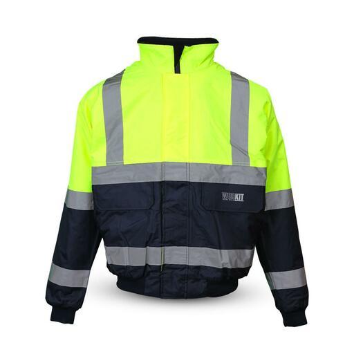 Workit Workwear 3003YN 2-Tone Yellow/Navy Hi-Vis Wet Weather Bomber Jacket with Reflective Tape – image 2