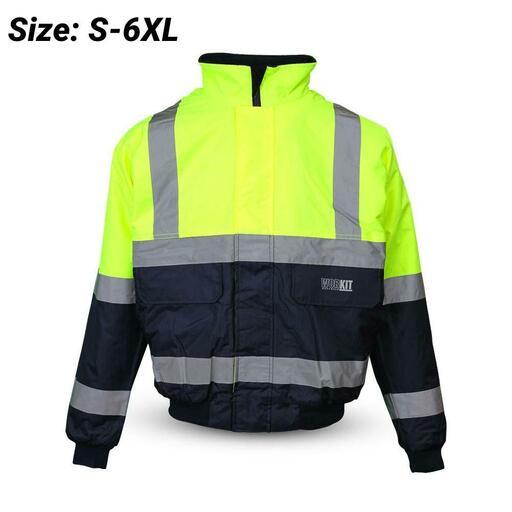 Workit Workwear 3003YN 2-Tone Yellow/Navy Hi-Vis Wet Weather Bomber Jacket with Reflective Tape