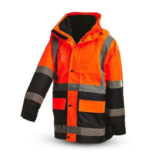 Workit Workwear 3004ON 5-in-1 2-Tone Orange/Navy Waterproof Biomotion Hi-Vis Jacket with Reflective Tape – image 2