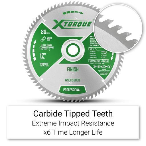 Xtorque WS3058030 305mm (12") 80-Tooth Wood General Purpose Carbide Tipped Saw Blade – image 2