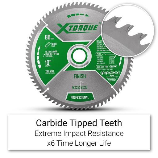 Xtorque WS2558030 255mm (10") 80-Tooth Wood General Purpose Carbide Tipped Saw Blade – image 2