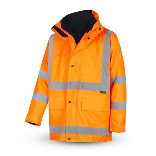 Workit Workwear 3004XO 5-in-1 Orange Waterproof Hi-Vis Jacket with X-Back Reflective Tape – image 2