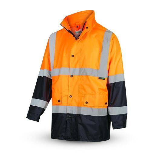Workit Workwear 3005ON 2-Tone Orange/Navy Waterproof Hi-Vis Rain Jacket with Reflective Tape – image 2