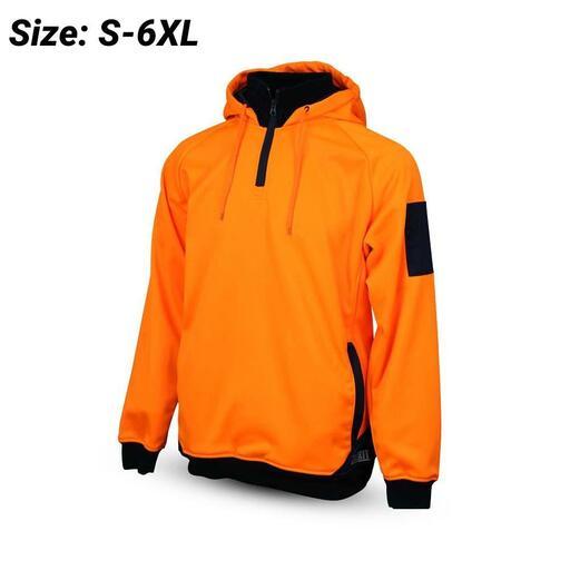 Workit Workwear 3012ON 2-Tone Orange/Navy Hi-Vis 1/4 Zip Tech Fleece Hoodie