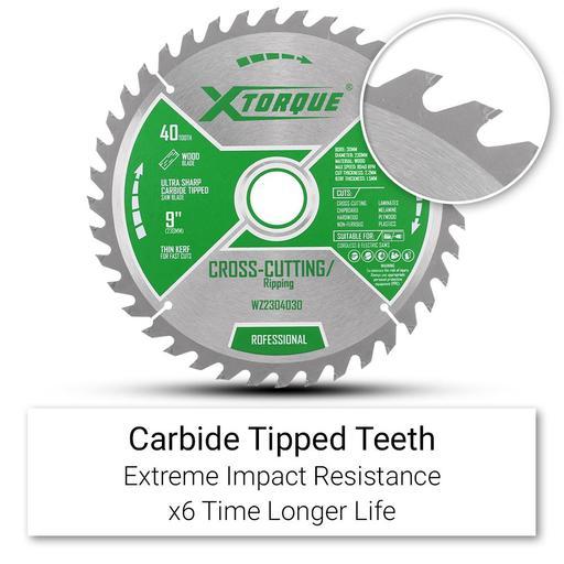 Xtorque WS2554030 255mm (10") 40-Tooth Wood Ripping/Crosscutting Carbide Tipped Saw Blade – image 2