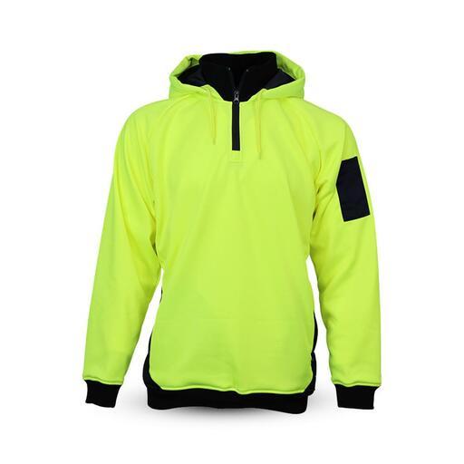 Workit Workwear 3012YN 2-Tone Yellow/Navy Hi-Vis 1/4 Zip Tech Fleece Hoodie – image 2