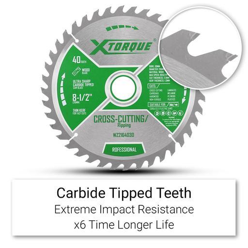 Xtorque WZ2164030 216mm (8-1/2") 40-Tooth Wood General Purpose Carbide Tipped Saw Blade – image 2