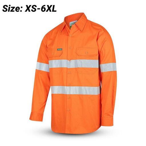 Workit Workwear 2013O Orange Hi-Vis Lightweight Long Sleeve Taped Shirt