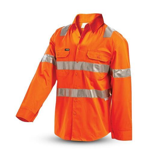 Workit Workwear 2025O Orange Hi-Vis Lightweight VIC Rail Taped Shirt – image 2