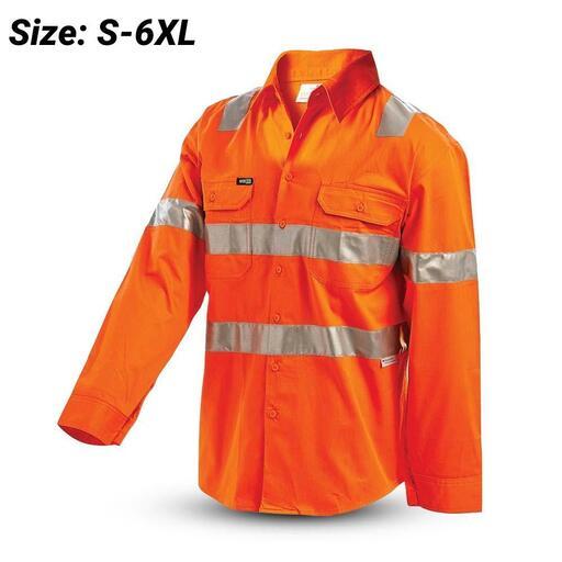 Workit Workwear 2025O Orange Hi-Vis Lightweight VIC Rail Taped Shirt