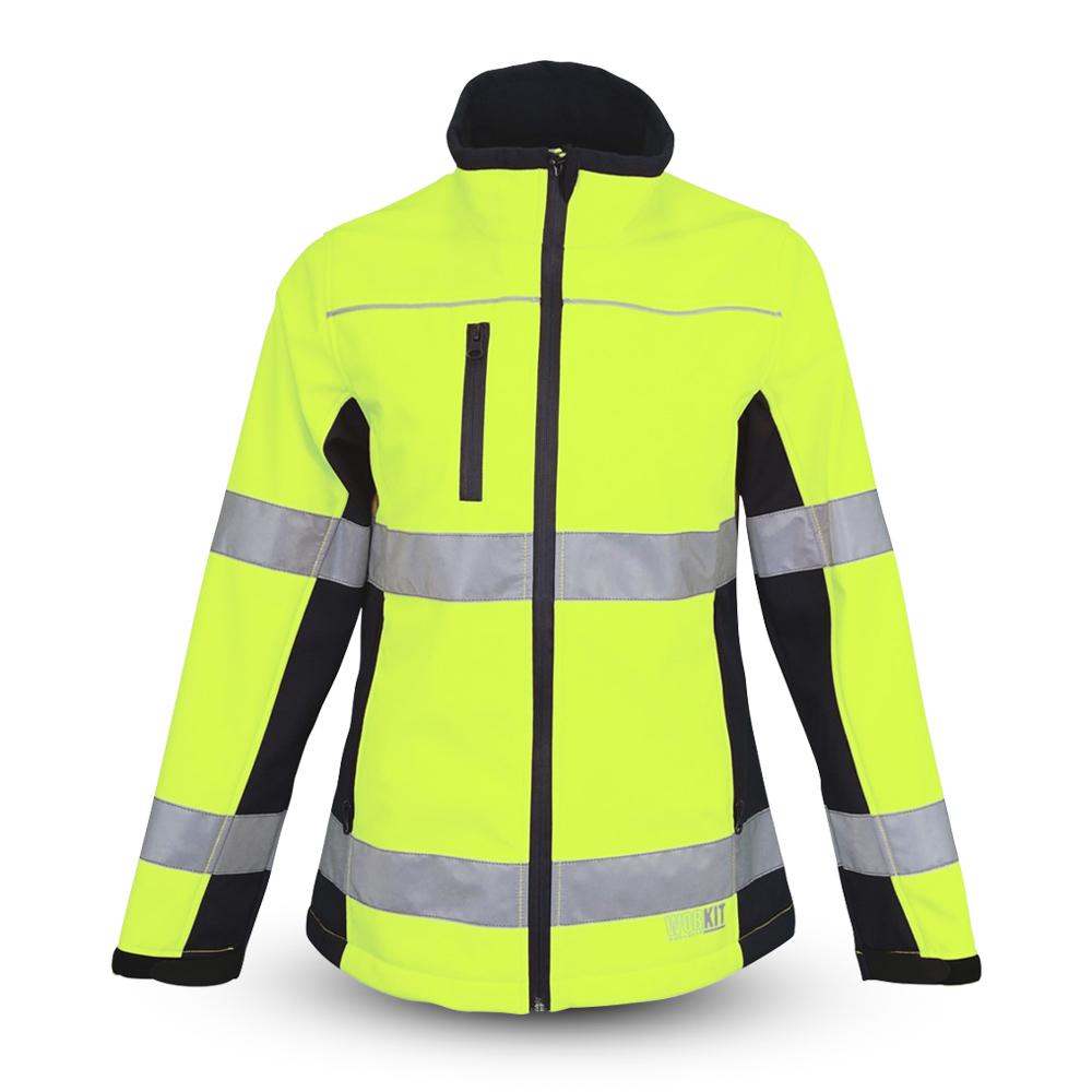 Workit Workwear 3017YN Womens Yellow/Navy Biomotion Taped Softshell Jacket – image 1