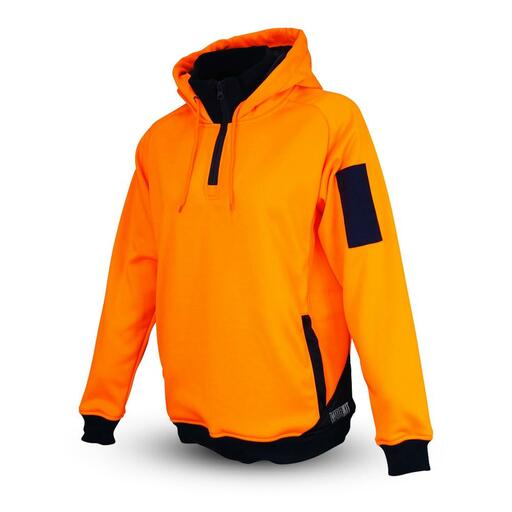 Workit Workwear 3022ON Womens 1/4 Zip Orange/Navy Hi-Vis Tech Fleece Hoodie – image 2