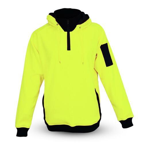 Workit Workwear 3022YN Womens 1/4 Zip Yellow/Navy Hi-Vis Tech Fleece Hoodie – image 2