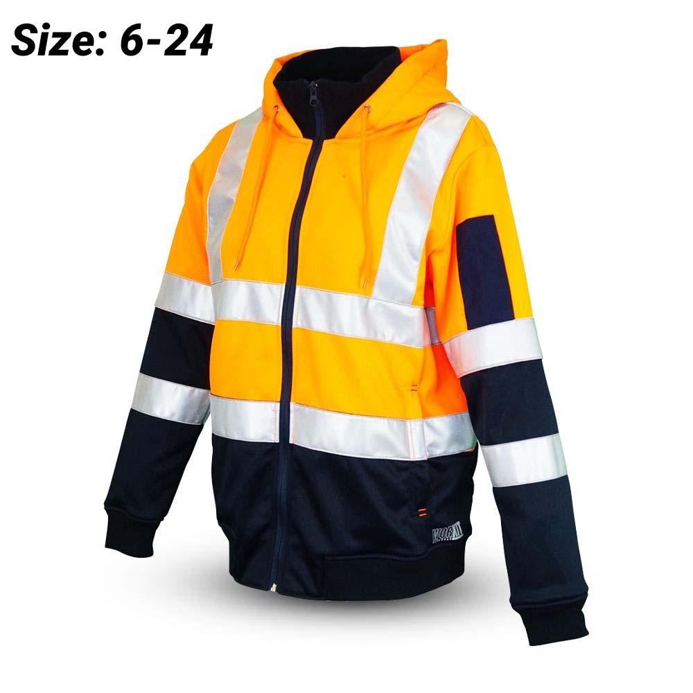 Workit Workwear 3023TON Womens Full Zip Orange/Navy Hi-Vis Tech Fleece Taped Hoodie – image 1