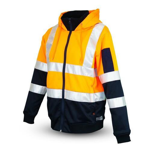 Workit Workwear 3023TON Womens Full Zip Orange/Navy Hi-Vis Tech Fleece Taped Hoodie – image 2