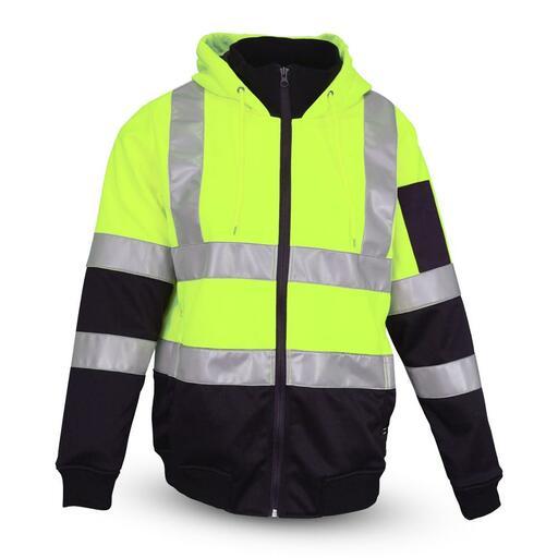 Workit Workwear 3023TYN Womens Full Zip Yellow/Navy Hi-Vis Tech Fleece Taped Hoodie – image 2