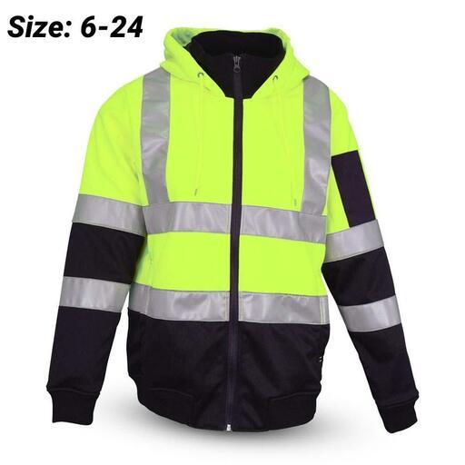 Workit Workwear 3023TYN Womens Full Zip Yellow/Navy Hi-Vis Tech Fleece Taped Hoodie