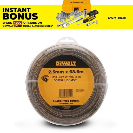 DeWalt DT20652-QZ 68m x 2.5mm String Trimmer Line Suits DCM5713N-XE