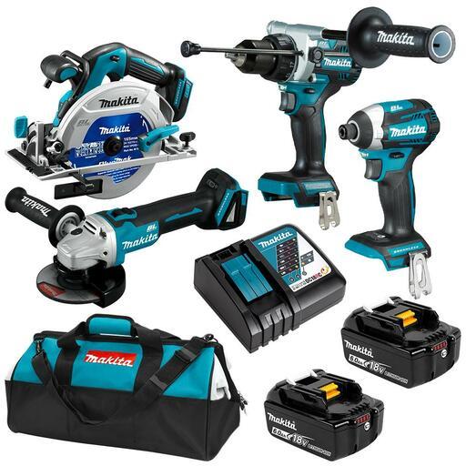 Makita DLX4143GX1 18V 6.0Ah Liion Brushless Cordless 4pce Combo Kit