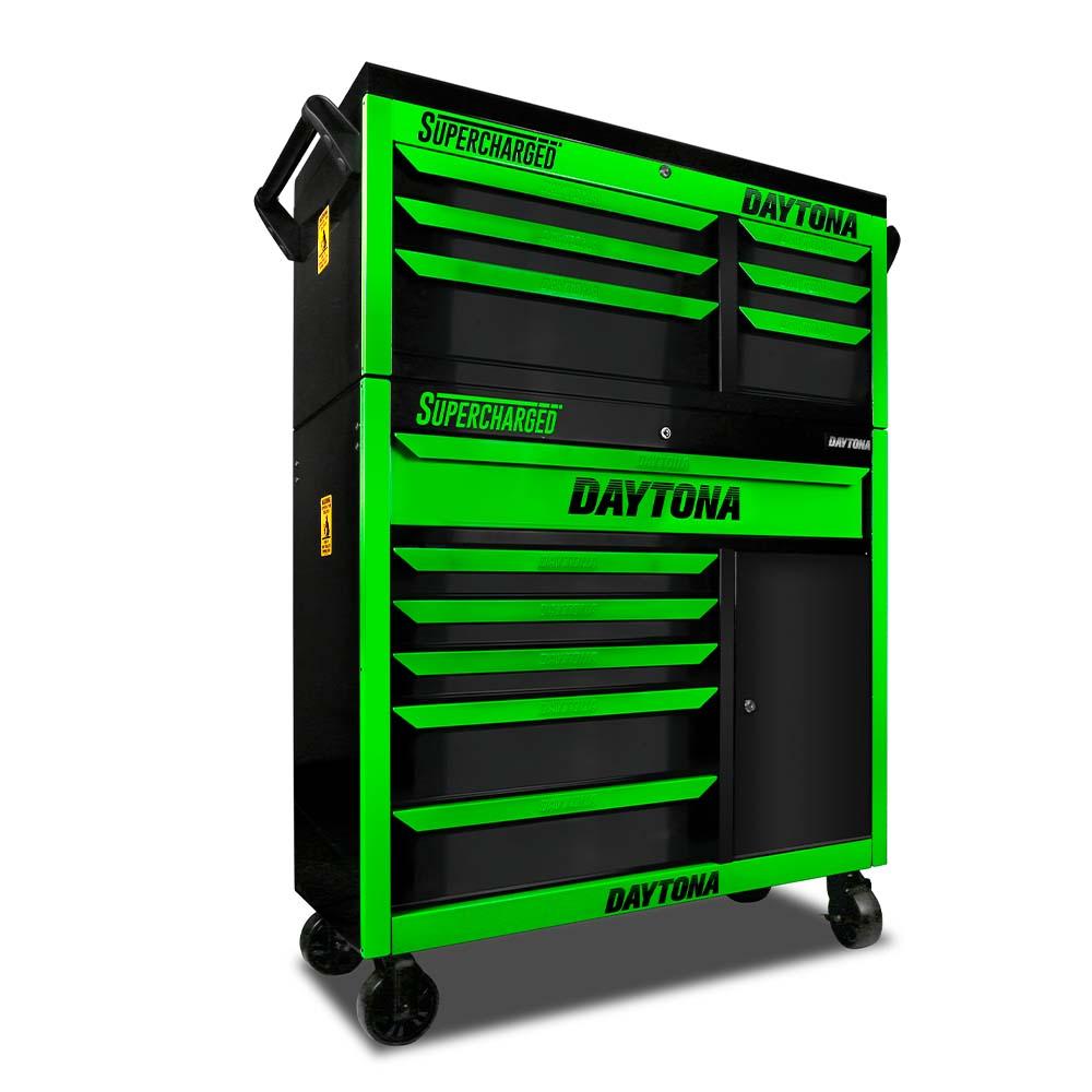 Daytona DNG42C + DNG42T 42 Heavy Duty 6 Drawer Tool Chest Roller Cabinet  With 6 Drawer Tool Chest - Neon Green