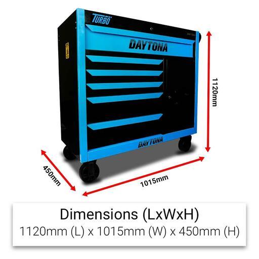 Daytona DNB42T 42" Heavy Duty 6 Drawer Tool Chest Roller Cabinet - Neon Blue – image 2