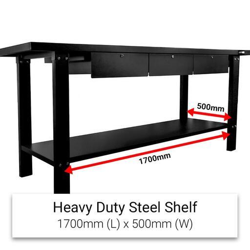 Daytona DWB78 2000mm (78") 3 Lockable Drawer Heavy Duty Steel Matte Black Workbench – image 6