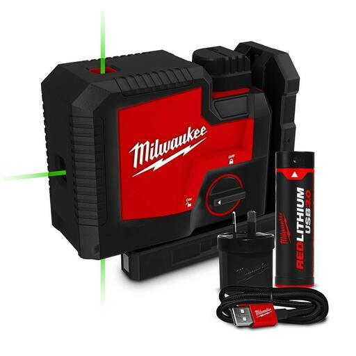 Milwaukee L43PL-301C 3.0Ah REDLITHIUM USB Rechargeable 45m Green Beam 3 Point Laser Kit