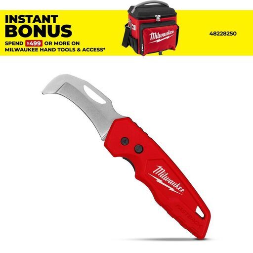 Milwaukee 48221526 FASTBACK Blunt Tip Hawkbill Folding Knife