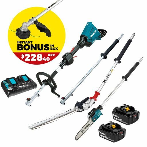 Makita DUX60PSHPT2-B 36V (18V x 2) 5.0Ah Li-Ion Cordless Brushless Multi Function Power Head Combo Kit with Attachments