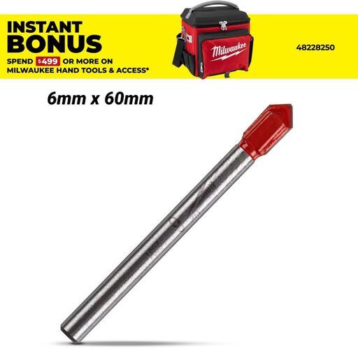Milwaukee 4932471958 6mm x 60mm Glass & Tile Drill Bit