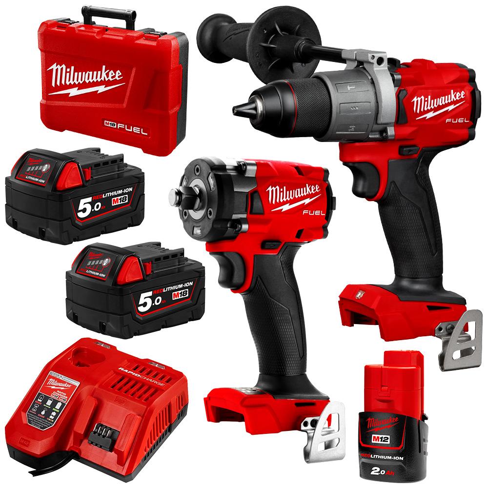 Milwaukee M18FPP2S2 502C 18V 5.0Ah Li ion FUEL Cordless 2pce Combo Kit Power Pack