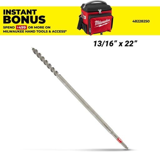 Milwaukee 48137807 13/16" x 22" SHOCKWAVE Impact Duty  Linemans Fiberglass Drill Bit