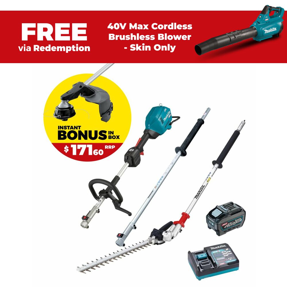 Makita UX01GT101-B  40V 5.0Ah Li-ion XGT Max Cordless Brushless Multi-Function Powerhead Combo Kit with Attachments