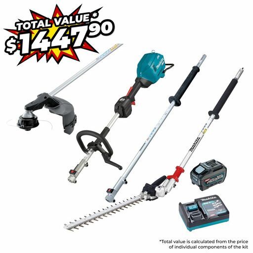Makita UX01GT101-B 40V 5.0Ah Li-ion XGT Max Cordless Brushless Multi-Function Powerhead Multi Pack Combo Kit with Attachments