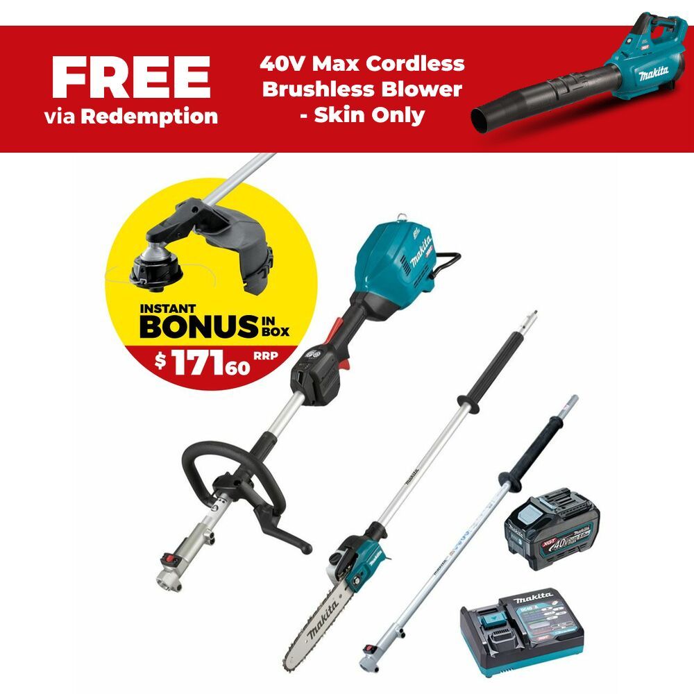 Makita UX01GT102-B  40V 5.0Ah Li-ion XGT Max Cordless Brushless Multi-Function Powerhead Combo Kit with Attachments