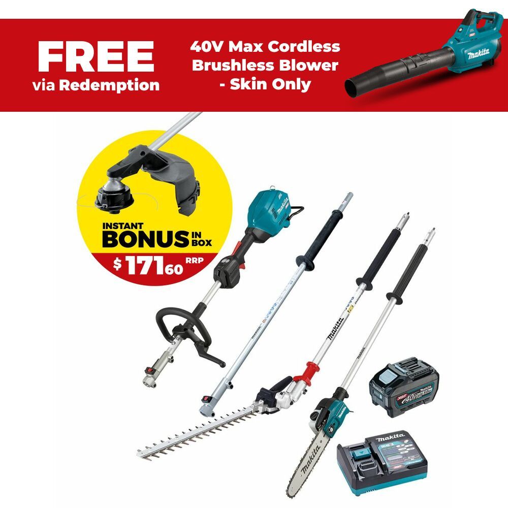 Makita UX01GT103-B  40V 5.0Ah Li-ion XGT Max Cordless Brushless Multi-Function Powerhead Combo Kit with Attachments