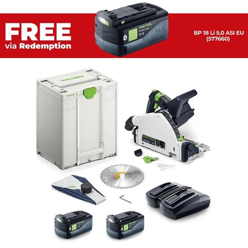 Festool TSC 55 KEBI-Plus/XL (577345) 18V 5.0Ah Li-ion 160mm (6") Cordless Plunge Saw XL Set in Systainer